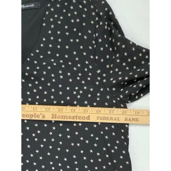 Madewell Shift Dress Size Small 100% Silk Star Print Button Back V-Neck Lined - Picture 7 of 8